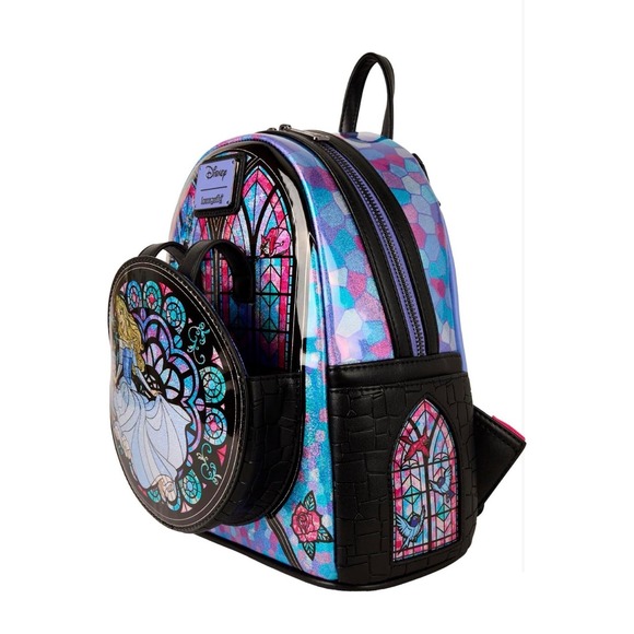 NWT Loungefly Disney Princess Stained Glass Aurora Sleeping Beauty Backpack Ears - Picture 4 of 8